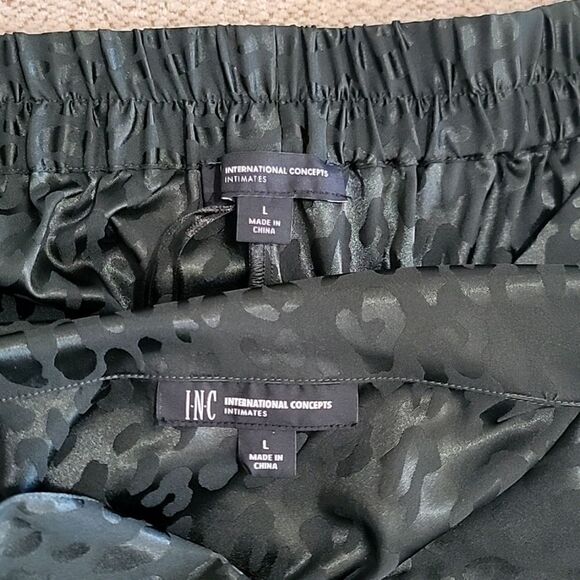 INC International Concepts Emerald Green Cheetah Print Pajama Set - Size Large - Picture 3 of 13